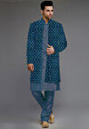 Embroidered Uppada Silk Sherwani in Dusty Blue