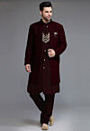 Embroidered Georgette  Sherwani in Maroon