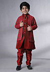 Embroidered Uppada Silk Sherwani in Maroon