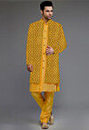 Embroidered Uppada Silk Sherwani in Mustard