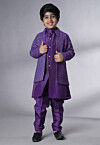 Embroidered Uppada Silk Sherwani in Purple