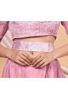 Embroidered Velvet Adjustable Waist Belt in Light Pink