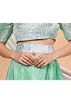 Embroidered Velvet Adjustable Waist Belt in Pastel Green