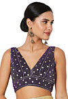 Embroidered Velvet Blouse in Purple