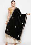 Embroidered Velvet Dupatta in Black