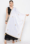 Embroidered Velvet Dupatta in White