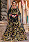 Embroidered Velvet Lehenga in Black