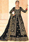 Embroidered Velvet Lehenga in Black