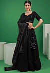 Embroidered Velvet Lehenga in Black