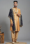 Embroidered Velvet Men Dupatta in Navy Blue