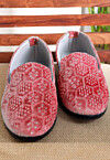 Embroidered Velvet Mojari in Red