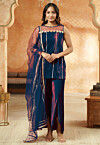 Embroidered Velvet Pakistani Suit in Teal Blue