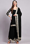 Embroidered Viscose Georgette Pakistani Suit in Black