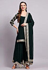 Embroidered Viscose Georgette Pakistani Suit in Dark Green