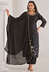 Embroidered Viscose Rayon Pakistani Suit in Black