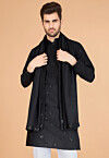 Embroidered Viscose Silk Kurta in Black