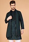 Embroidered Viscose Silk Kurta in Green