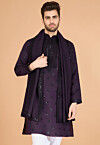 Embroidered Viscose Silk Kurta in Purple