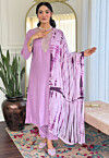 Embroidered Viscose Silk Pakistani Suit in Light Purple