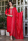 Embroidered Viscose Silk Pakistani Suit in Red