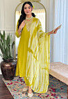Embroidered Viscose Silk Pakistani Suit in Yellow
