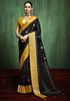 Foil Printed Art Silk Saree in Black