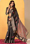 Foil Printed Art Silk Saree in Black