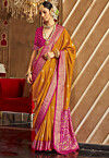 Foil Printed Art Silk Saree in Mustard