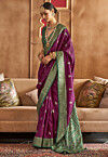 Foil Printed Art Silk Saree in Violet