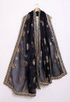 Foil Printed Kota Silk Dupatta in Black