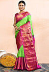 Gadwal Pure Silk Handloom Saree in Light Green