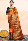 Gadwal Pure Silk Handloom Saree in Orange
