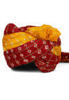 Ghatchola Art Silk Unisex Turban in Maroon and Yellow