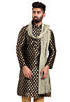 Glittered Crushed Tissue Men Stole in Light Beige
