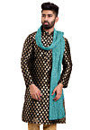 Glittered Crushed Tissue Men Stole in Pastel Blue