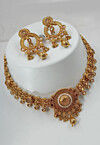 Golden Polished Stone Studded Choker Necklace Set