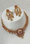 Golden Polished Stone Studded Choker Necklace Set