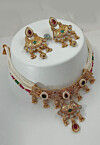 Golden Polished Stone Studded Choker Necklace Set