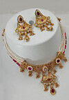 Golden Polished Stone Studded Choker Necklace Set