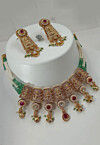 Golden Polished Stone Studded Choker Necklace Set