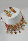 Golden Polished Stone Studded Choker Necklace Set