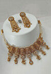 Golden Polished Stone Studded Choker Necklace Set