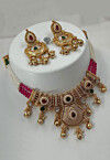 Golden Polished Stone Studded Choker Necklace Set