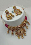 Golden Polished Stone Studded Choker Necklace Set
