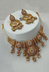 Golden Polished Stone Studded Choker Necklace Set