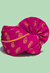 Golden Printed Cotton Turban in Magenta