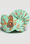 Golden Printed Cotton Turban in Sea Green