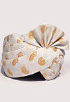 Golden Printed Cotton Unisex Turban in White
