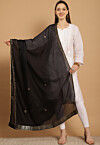 Gota Embellished Chinon Crepe Dupatta in Black