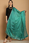 Gota Embellished Chinon Crepe Dupatta in Teal Green